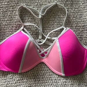 PINK by VS Vibrant Pink and Gray Bikini Top